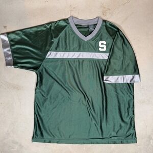Pro Edge Michigan State Spartans Jersey Mens XL Green V-Neck Raglan Shirt NCAA